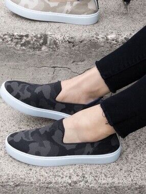 Rothy's The Original Slip On Sneakers Camo Black Gray Size 11